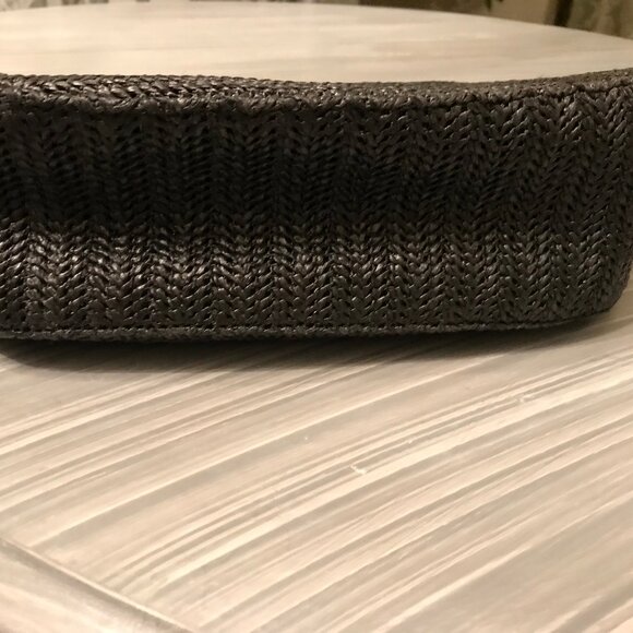 Ladies Black Woven Purse With Silver Handles - Picture 2 of 4